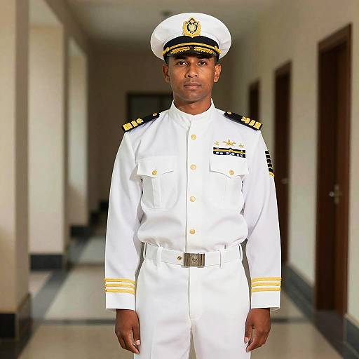 Navy Officer in White Dress Uniform