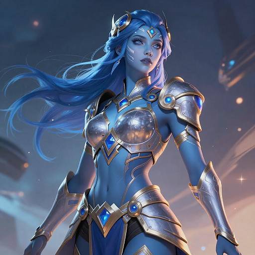 Vibrant Fantasy Sci-Fi Woman Illustration