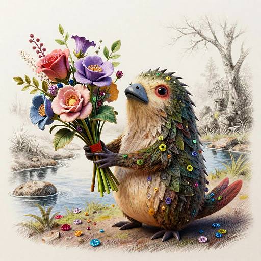 Surreal Cartoon Platypus Bouquet