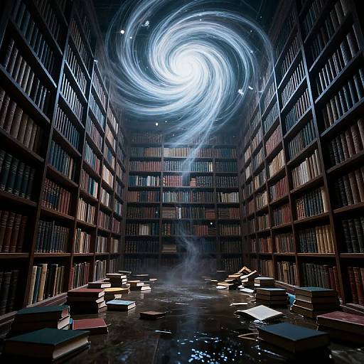 Ethereal Vortex in Flooded Library