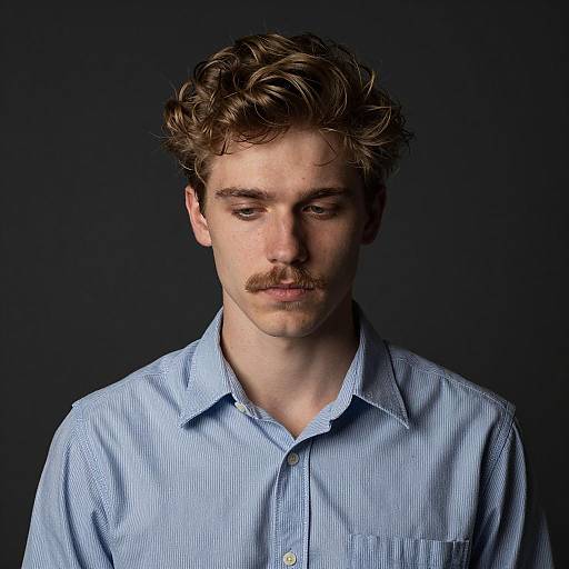 Serious Young Man in Dim Lighting