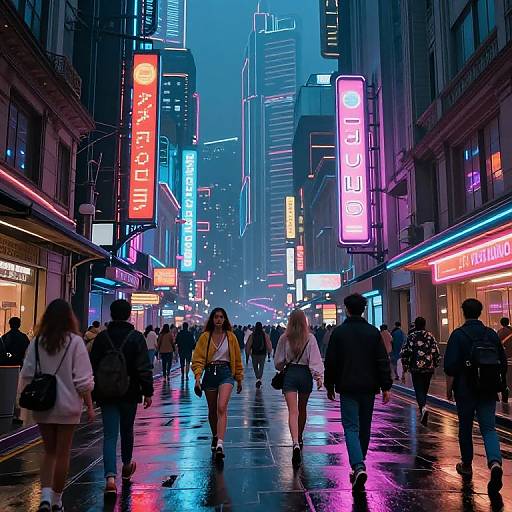 Cyberpunk Cityscape with Neon Lights