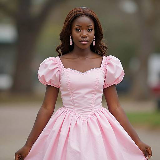 Dark-Skinned Princess in Pink Frock