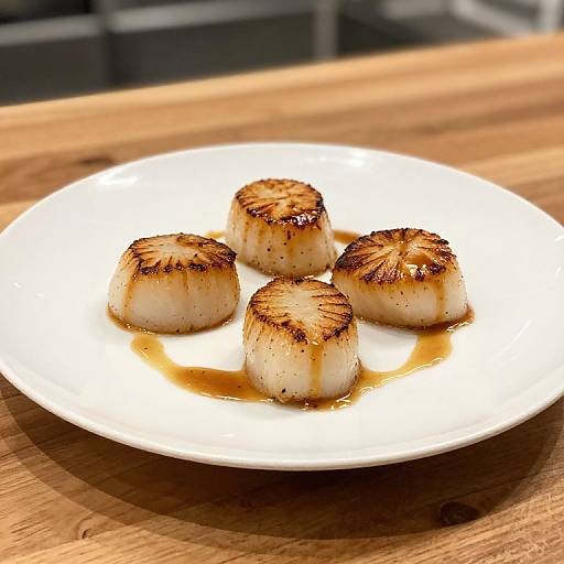 Seared Scallops on White Porcelain