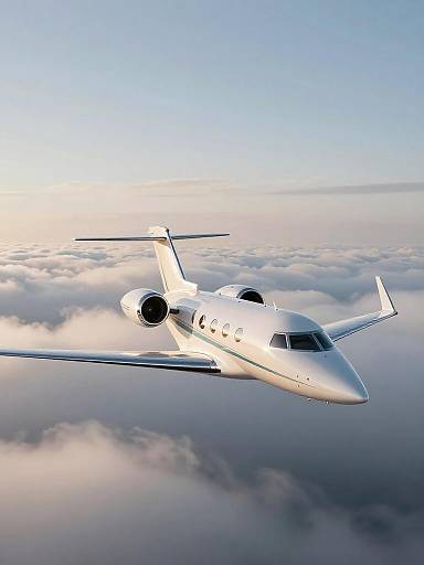 Teal-Accented Business Jet at Sunrise