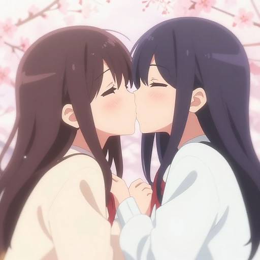 Tender Anime Girls Kissing Scene