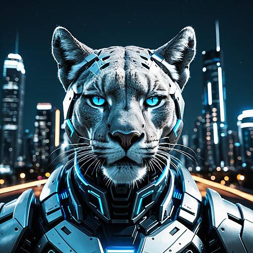 Futuristic Robotic Cougar Portrait
