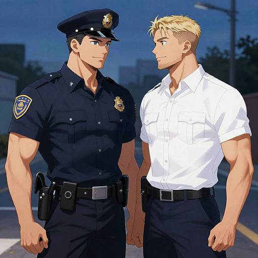 Police Couple at Dusk