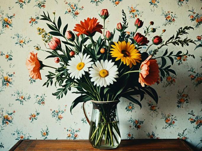 Vintage Flower Wallpaper Art Design