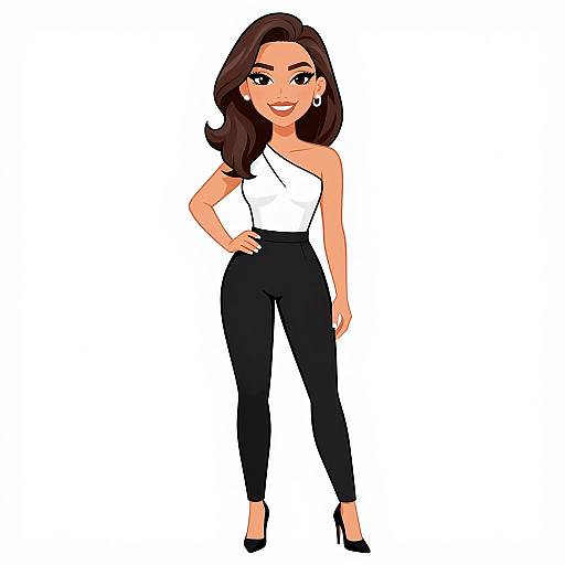 Chic Woman in Black and White Jumpsuit