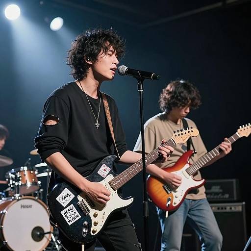 Dynamic Rock Concert with Guitarists on Stage