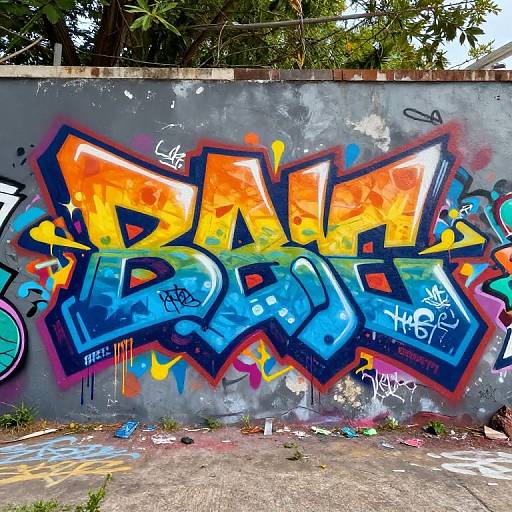 Vibrant Layered Graffiti Mural