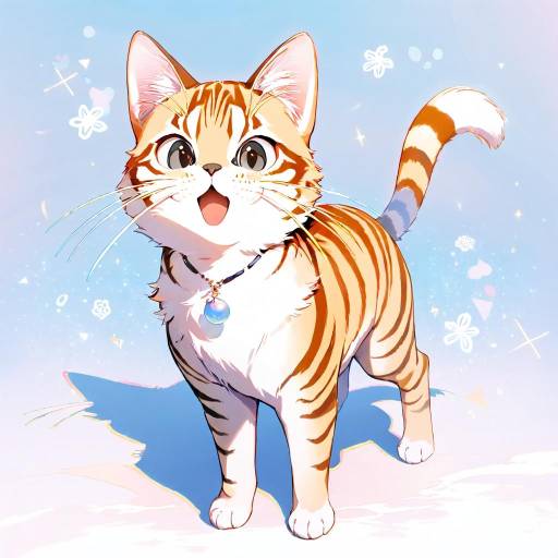 Sleek Tabby Cat with Pearl Accessories Sleek Tabby Cat with Pearl Accessories