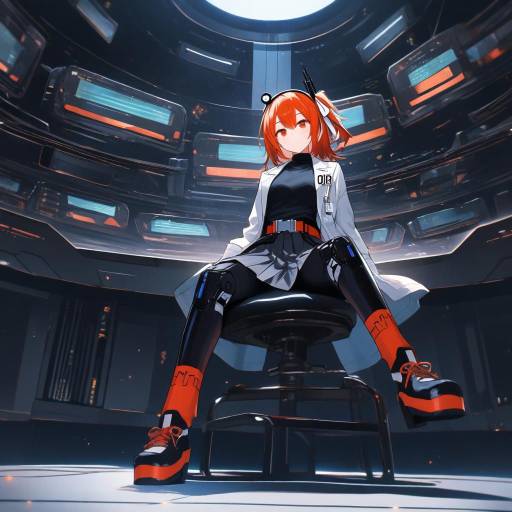 Futuristic Android Scientist in Action