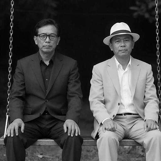 Contrast Between Two Men on Swing