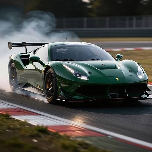Hyper-Realistic Dark Green Ferrari Racing