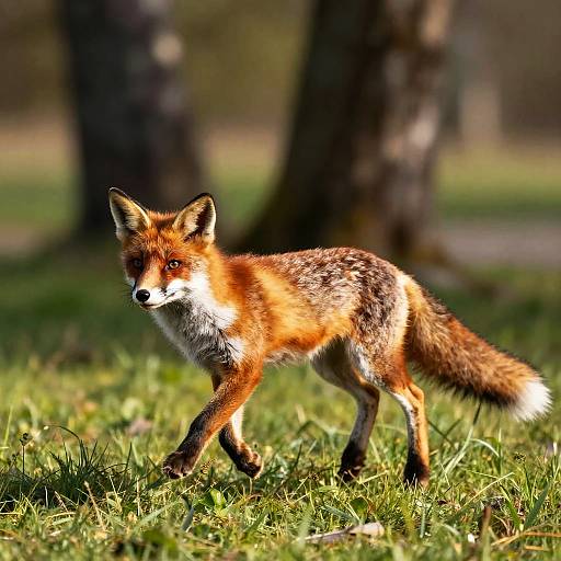 Playful Eurasian Red Fox in Sunlit Park