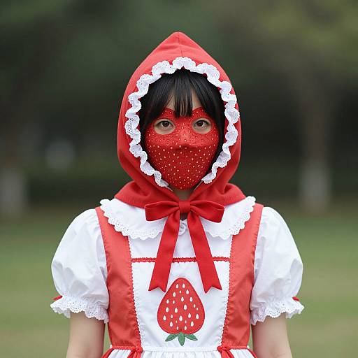 Woman in Strawberry Head Costume