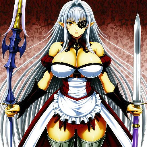 Illustration of Aldra (queen's blade), queen's blade in the style of Utsurogi angu