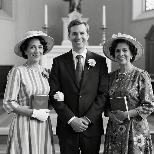 Vintage Church Portrait of Three People