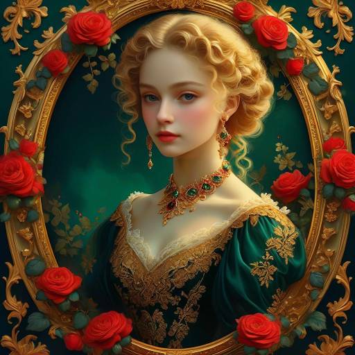 Elegant Woman in Luxurious Baroque Portrait