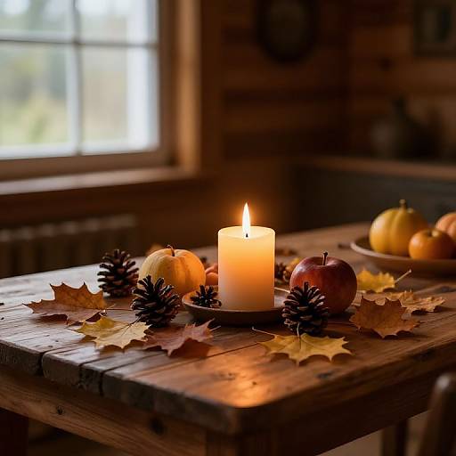 Cozy Autumn Candlelit Cabin Scene
