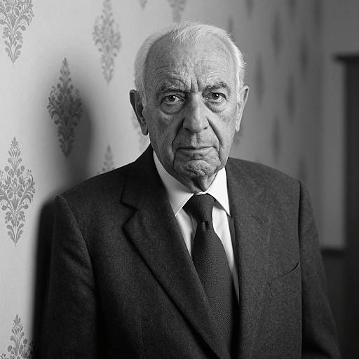 Serious Elderly Man in Black and White