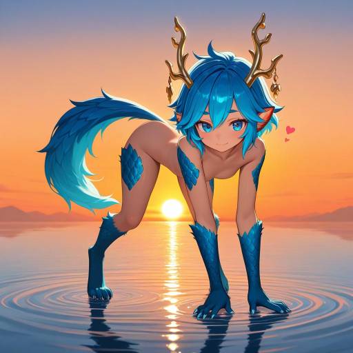 Faun at Twilight by Reflective Water Faun at Twilight by Reflective Water