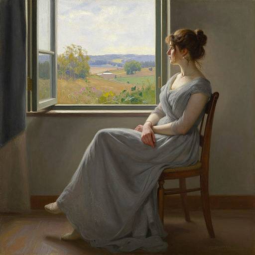 Graceful Woman by Window in Realism