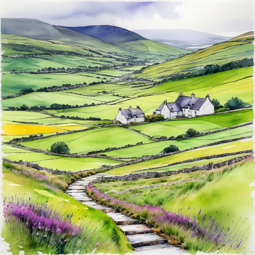 Scenic Scottish Highlands Travel Sketch