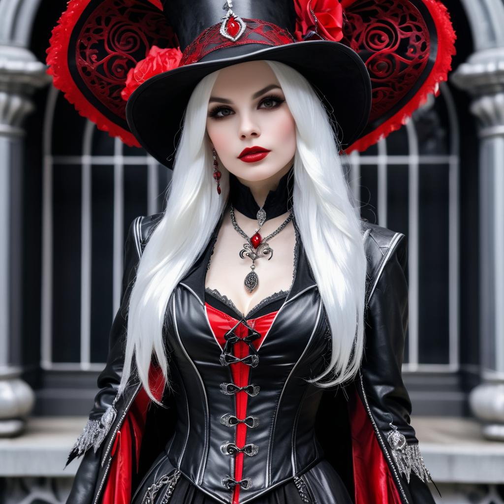 Elegant Gothic Vampire with Silver Hair