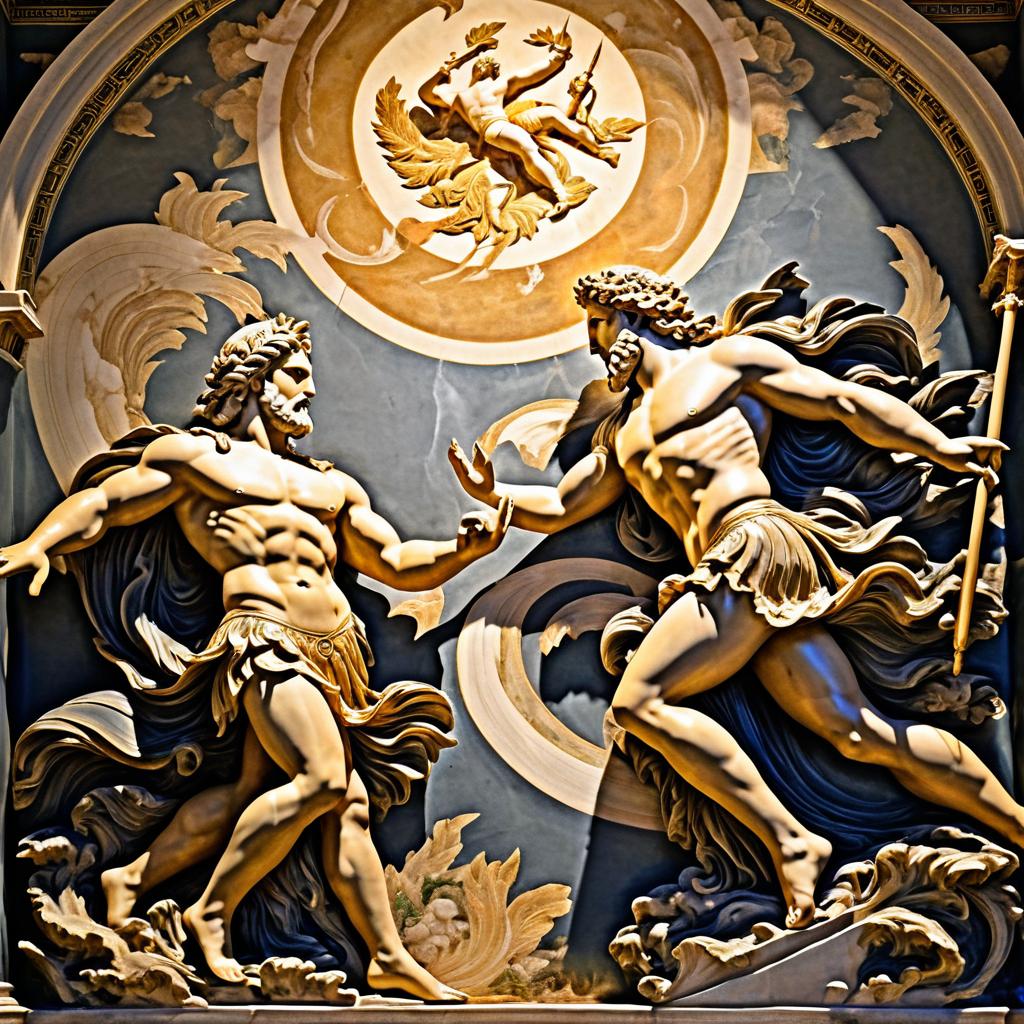 Epic Clash of Greek Gods in Fresco