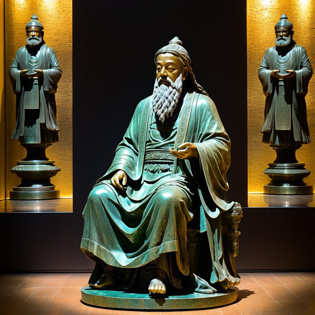 Photorealistic Bronze Statue of a Sage