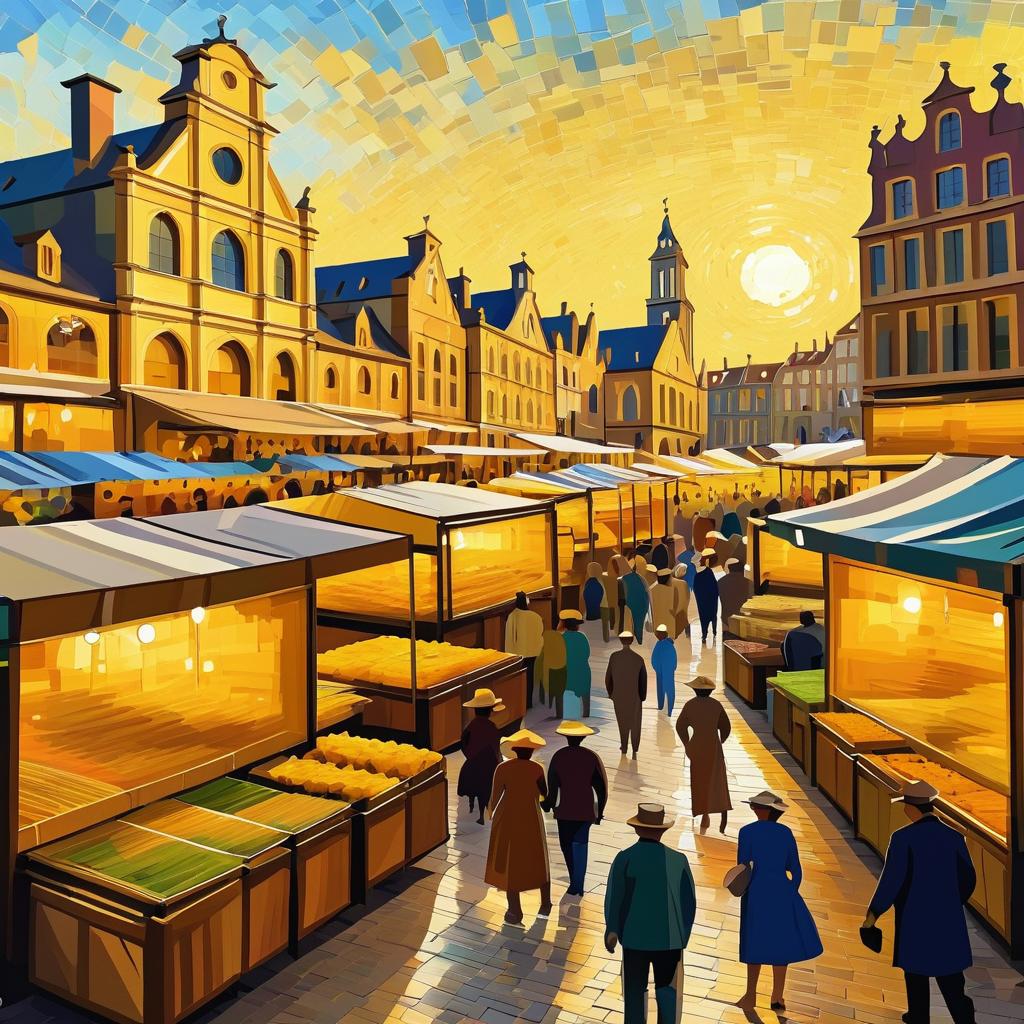 Vibrant Market Scene in Van Gogh Style