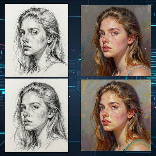 AI-Enhanced Sketch to Painting Collage