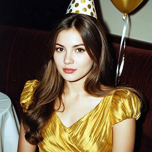 Realistic Gold Birthday Dress Portrait