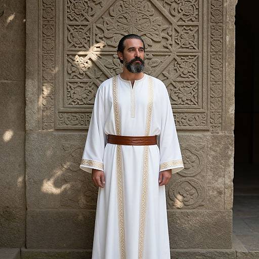 Bearded Man in Ornate Ancient Courtyard