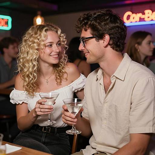 Couple Enjoying Drinks at Bar