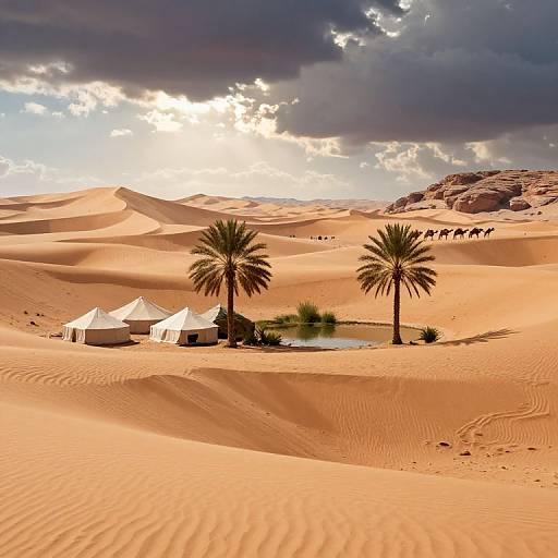 Mideast Desert Oasis with Bedouin Tents