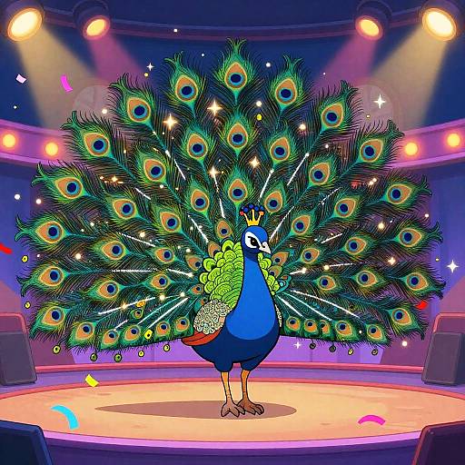 Vivacious Peacock in Neon Theater