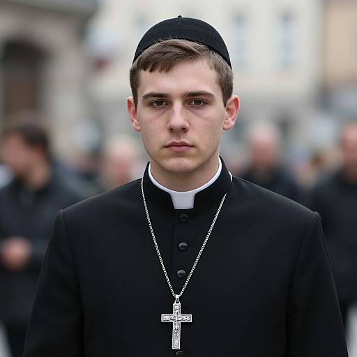 Young Priest in Urban Setting