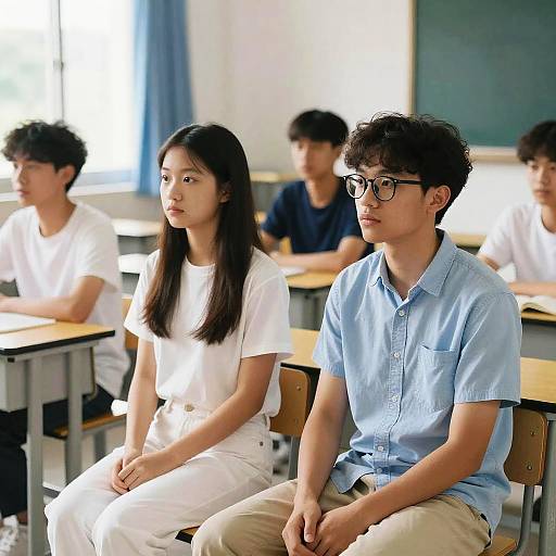 Asian Students Sitting in Classroom
