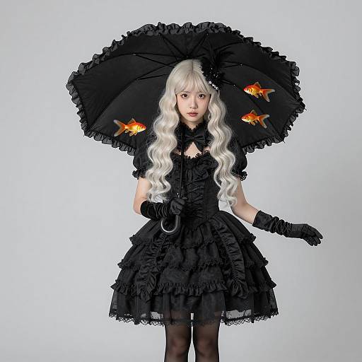 Gothic Victorian Girl with Goldfish