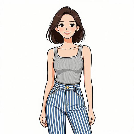 Smiling Woman in Casual Chic Outfit