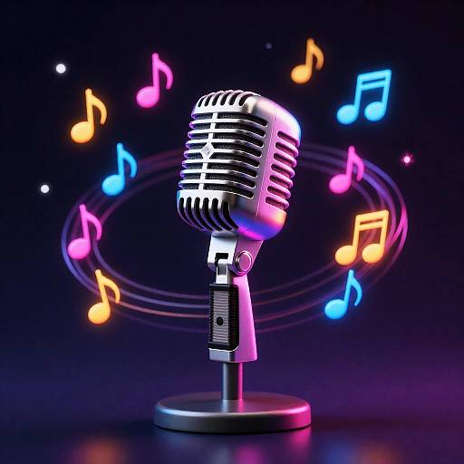 Neon Cosmic Retro Microphone Melody