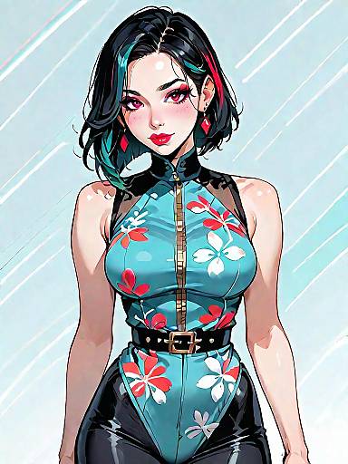 Stylish Woman in Floral Sleeveless Jumpsuit