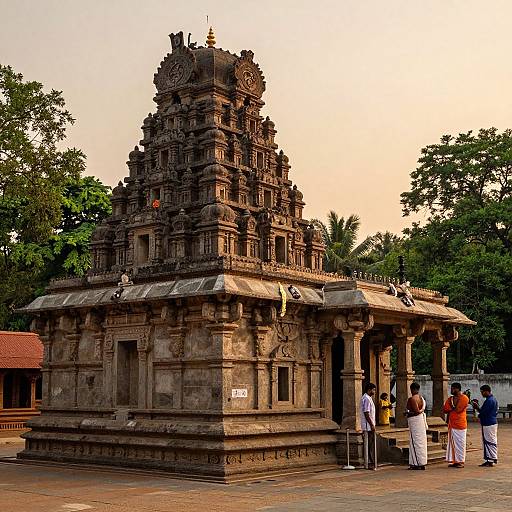 Ancient Malayalam Temple at Sunset