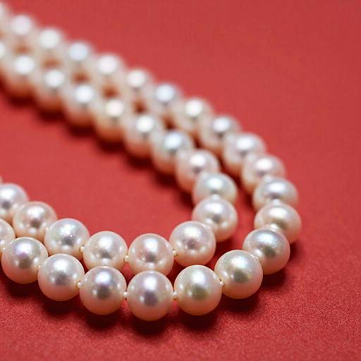 Pearl Necklace on Red Surface