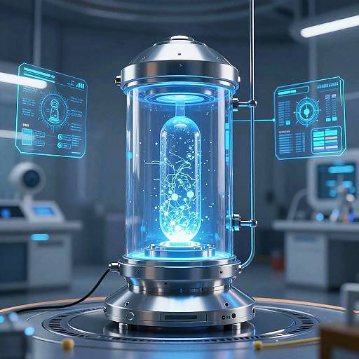 Futuristic Regeneration Capsule in Sci-Fi Lab