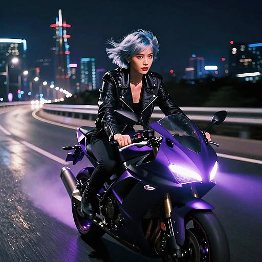 Cyberpunk Night Ride Portrait